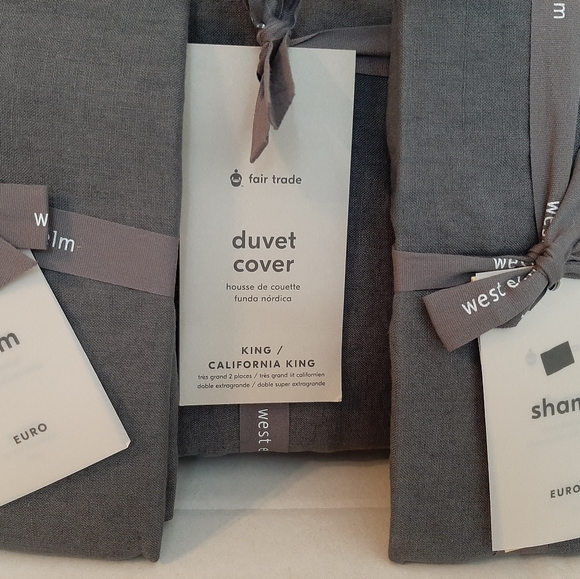 West Elm Bedding West Elm Linen Duvet Cover King 2 Euro Shams Iron